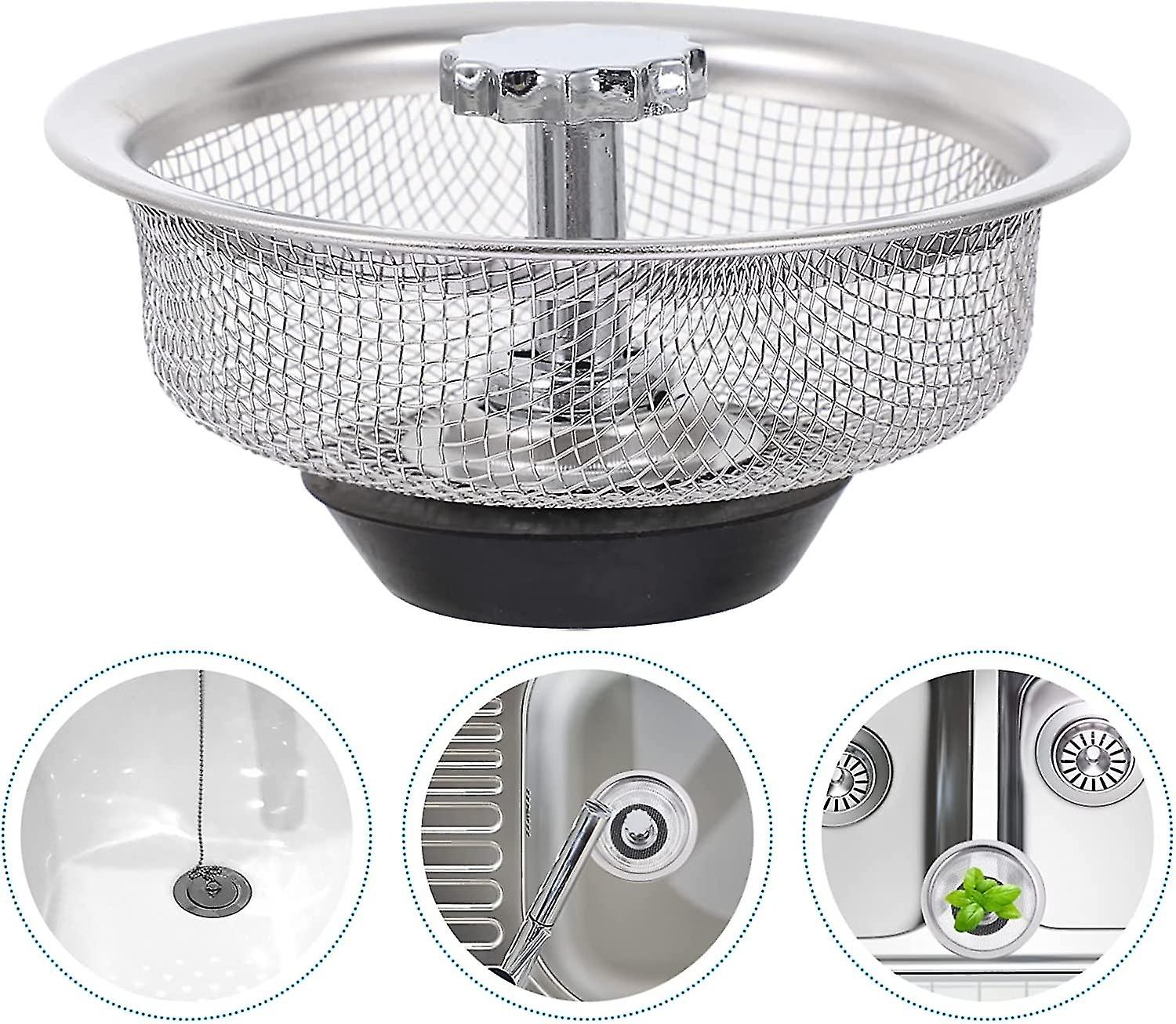 Kitchen Sink Strainer， Stainless Steel Sink Strainer Drain Strainer， Sink Garbage Strainer Stopper Deep Drain Screen， Anti Clogging For Kitchen Sinks