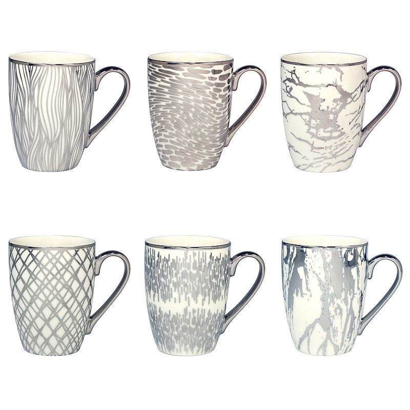 Certified International Set of 6 Matrix Silver Plated Tapered Mugs