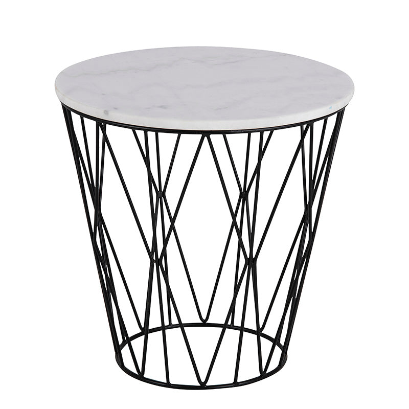 DARBY Side Table Marble 50cm - White