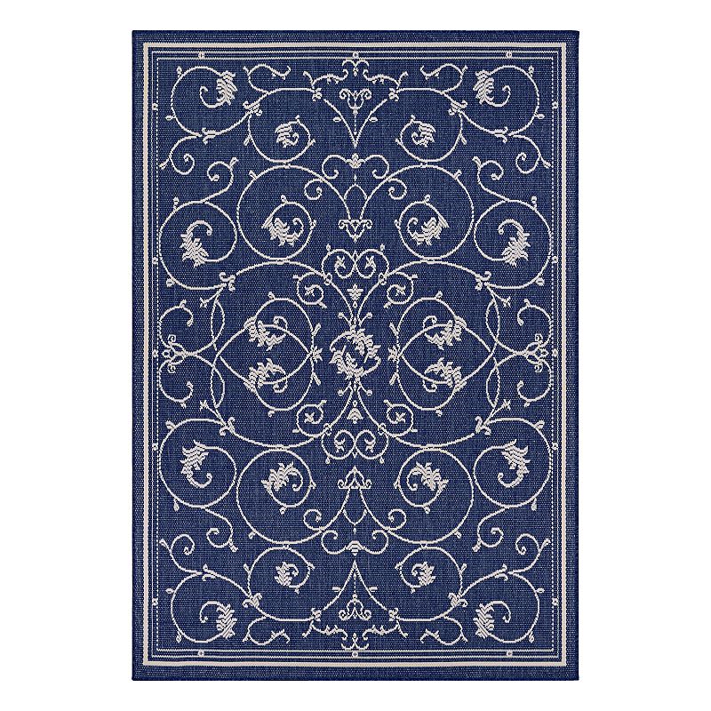 Couristan Recife Veranda Floral Scroll Indoor Outdoor Rug