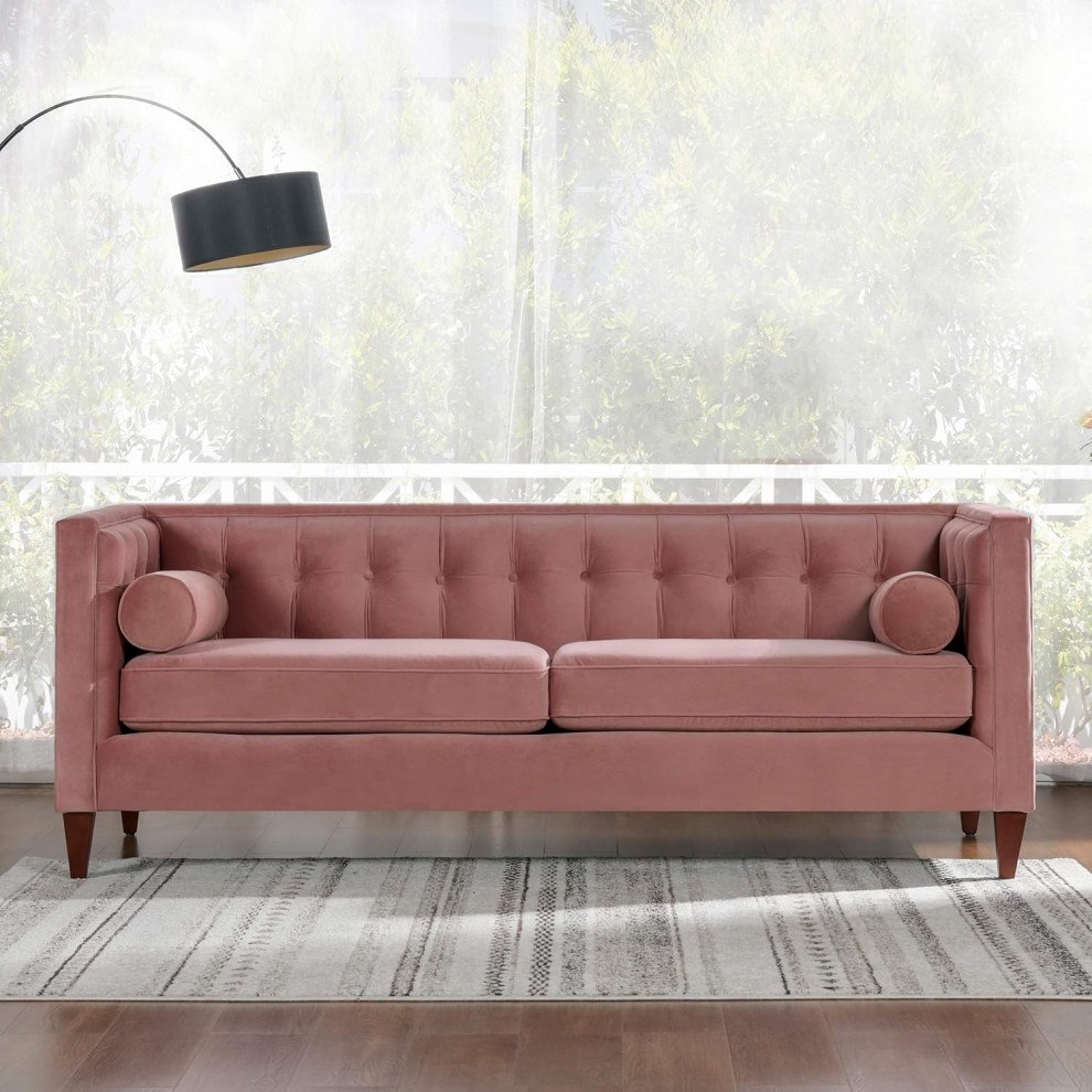 Retro Sofa  Hardwood Frame With Square Silhouette   Midcentury   Sofas   by Decor Love  Houzz