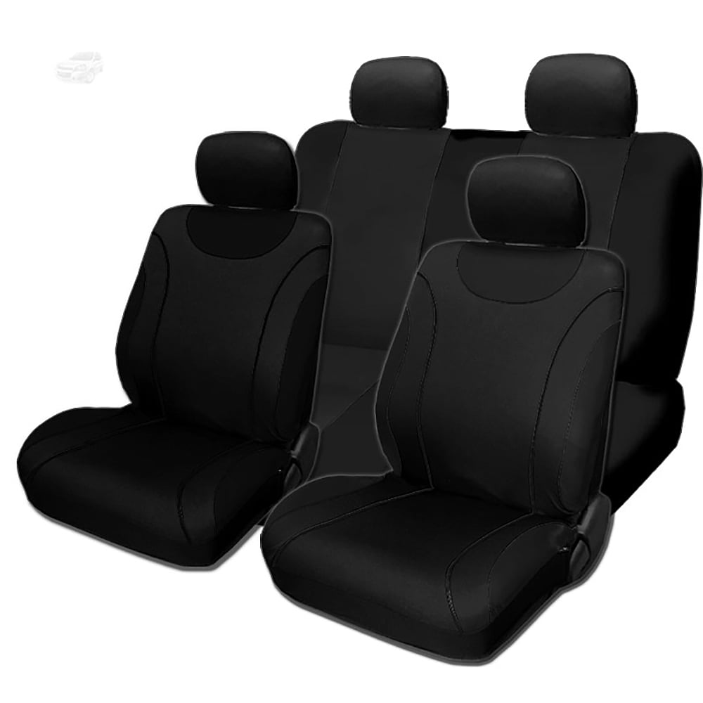 New Yupbizauto Black Color Flat Cloth Car Truck Seat Covers Full Set Support Rear Split Seats Universal Size