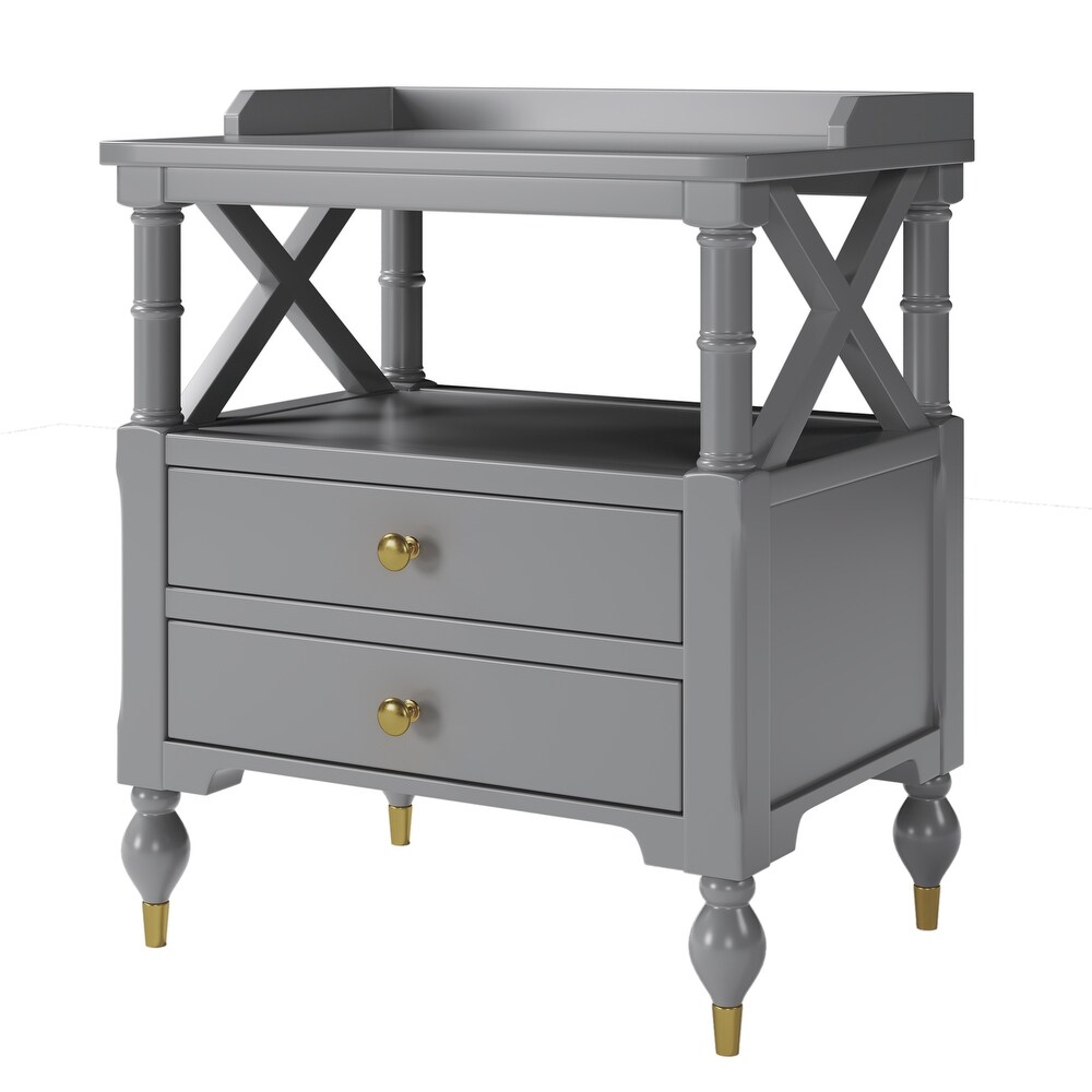 Modern Nightstand Bedside Table with 2 Drawers and Open Compartment Side Table Sofa Table Accent Table