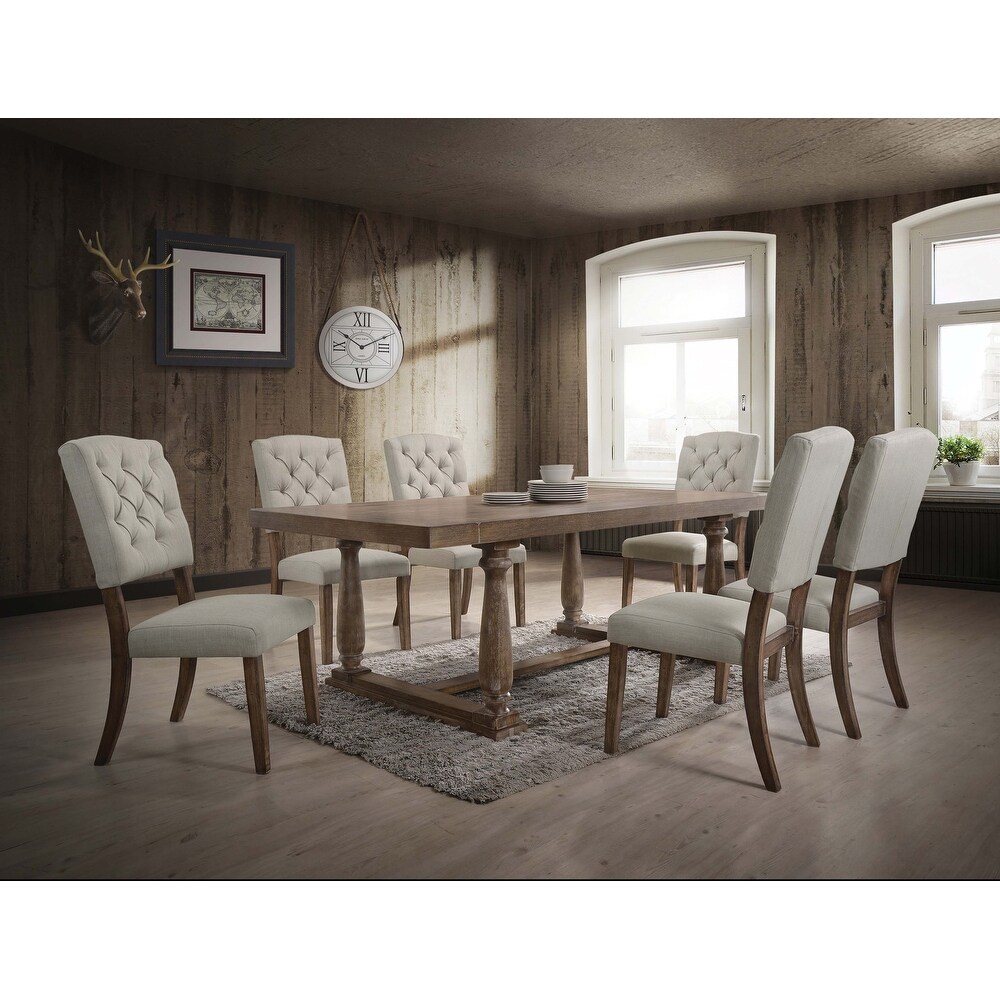 Lorraine Weathered Oak Dining Table with Trestle Base