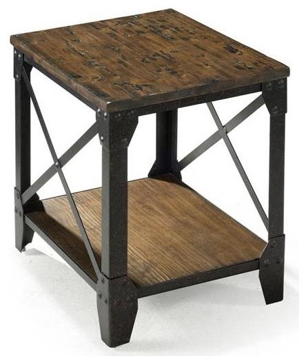 Magnussen Pinebrook Rectangular Smaller End Table   Industrial   Side Tables And End Tables   by ShopLadder  Houzz