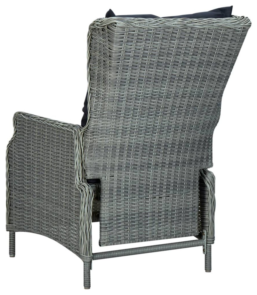 vidaXL Patio Dining Set 9 Piece Chair with Cushions Poly Rattan Light Gray   Tropical   Outdoor Dining Sets   by vidaXL LLC  Houzz