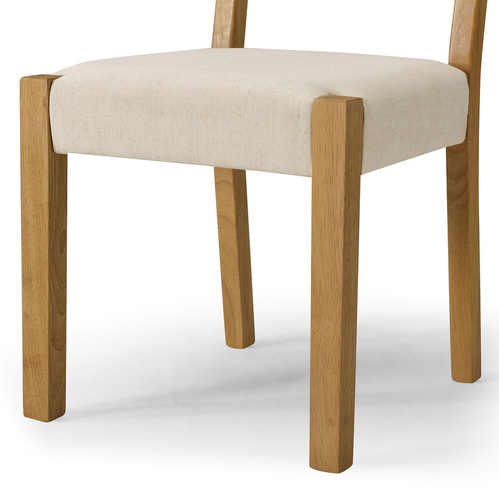 Maven Lane Willow Rustic Dining Chair  Natural with Taupe Linen Fabric  Set of 2   37.7