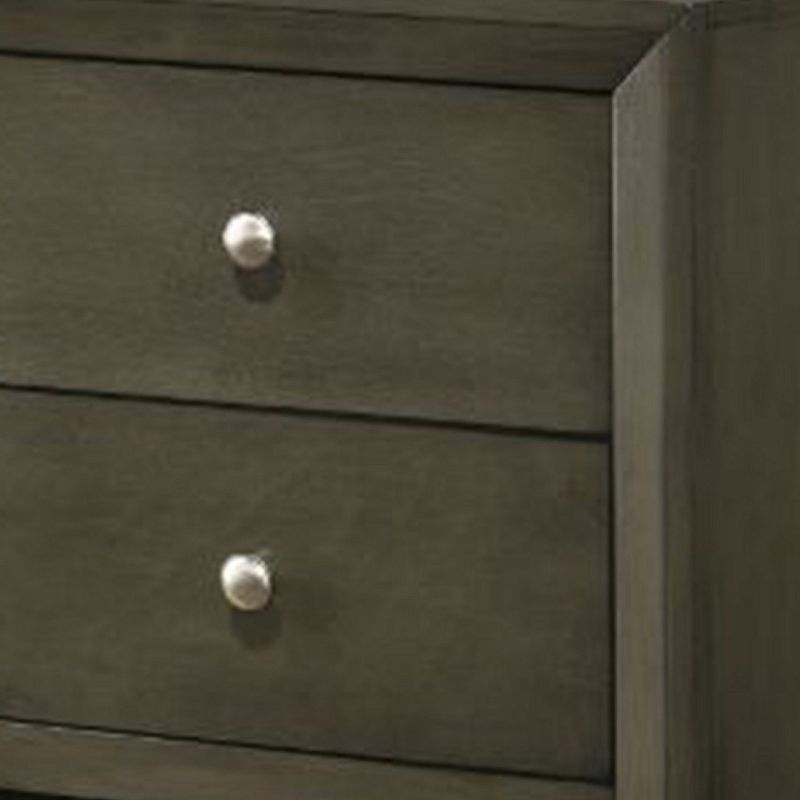 Nightstand with 2 Drawers and Panel Base Support， Gray