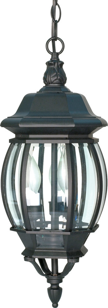 Transitional Central Park 3 LT Hangng Lntrn  Textured Black Finish   Traditional   Outdoor Hanging Lights   by Buildcom  Houzz