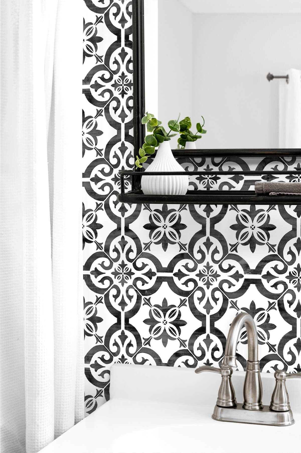 Porto Tile Peel & Stick Wallpaper in Onyx from the Luxe Haven Collection