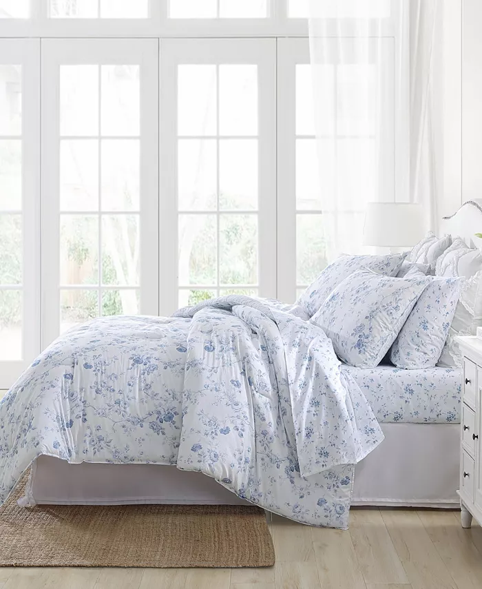 Laura Ashley Belinda Cotton Reversible 2 Piece Comforter Set， Twin XL