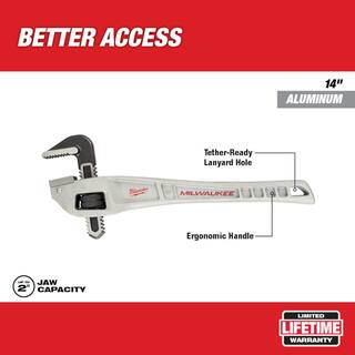 MW 6 in. and 10 in. Adjustable Wrench Set with 14 in. Aluminum Offset Pipe Wrench (3-Piece) 48-22-7400-48-22-7184