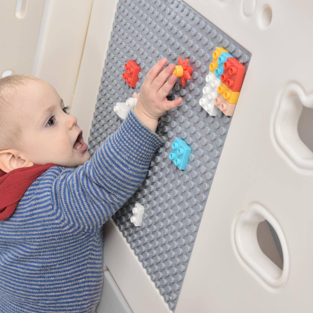 5-In-1 Gray HDPE Indoor Playset with Tunnel Climber Whiteboard Toy Building Block Baseplates LN20232356