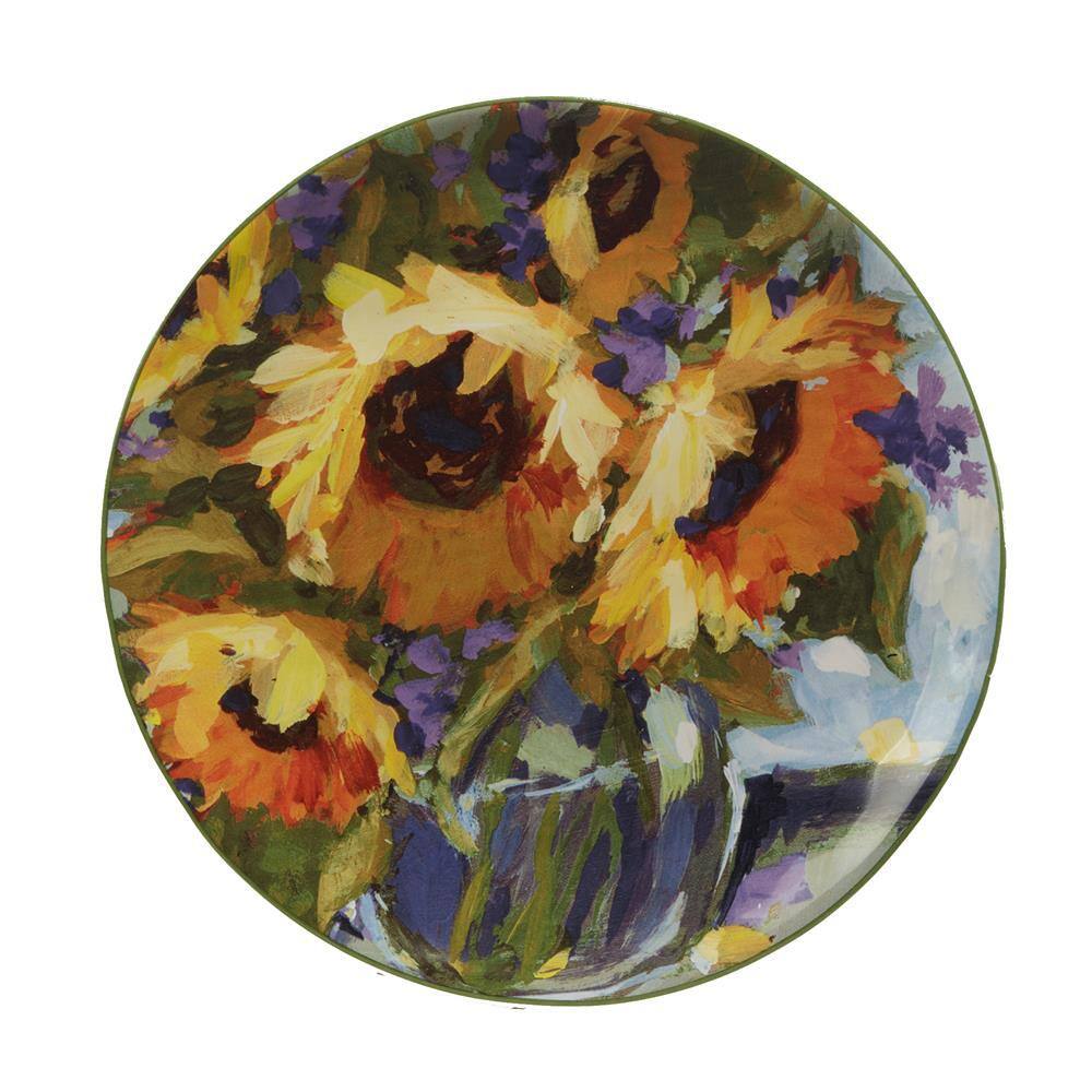 Certified International Sunflower Bouquet Multicolored Earthenware Salad Plate Set Of 4 29171SET4