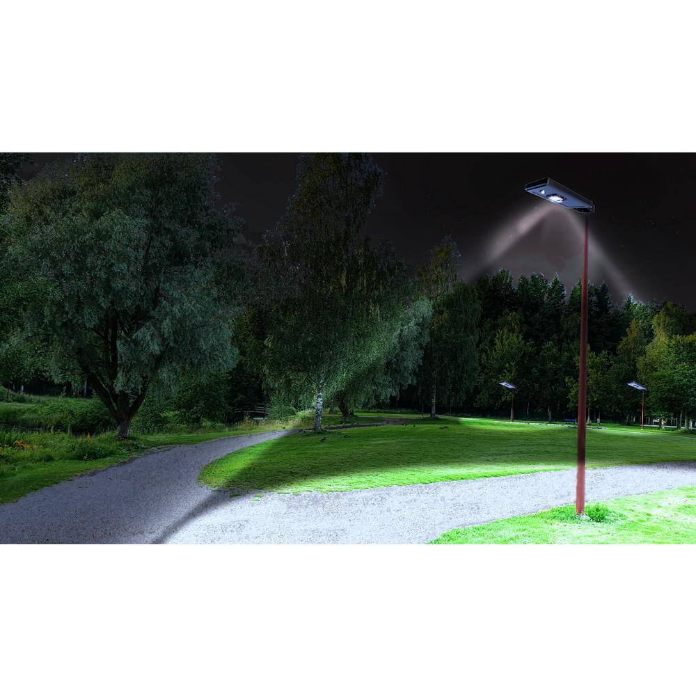 eLEDing Solar Power Dusk to Dawn Black Aluminum Outdoor Integrated LED AI-Smart Sensing 1600 Lumens Cree Area Path Parking Light EE812W-AI8