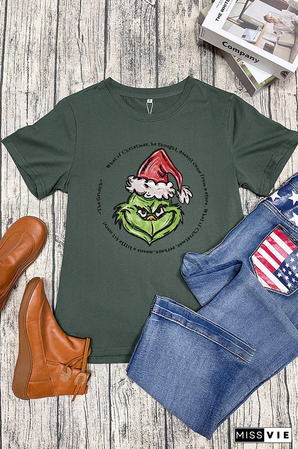 Grinch Christmas Graphic Tee Short Sleeves Wholesale