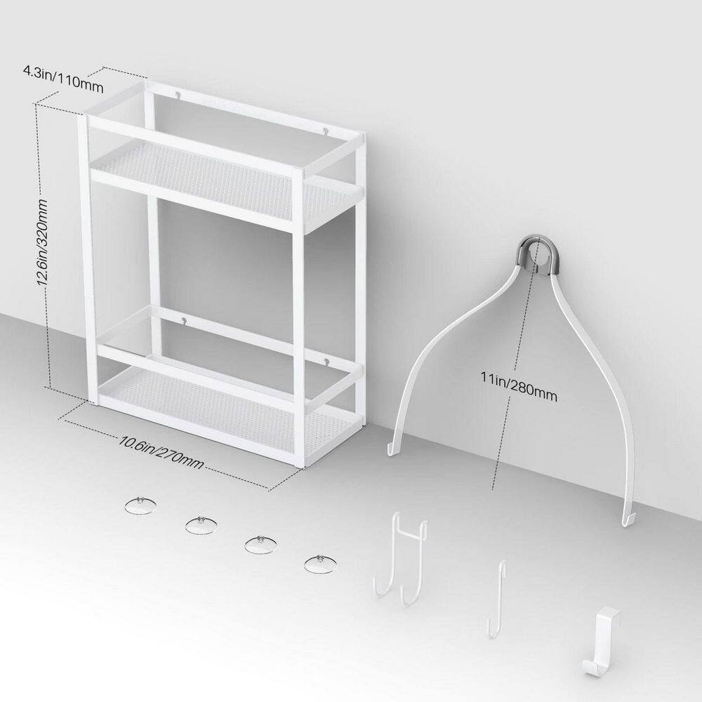 Dracelo Shower Caddy Organizer Mounting Over Shower Head Or Door Extra Wide Space with Hooks for Razorsand in White B08KHL74TK