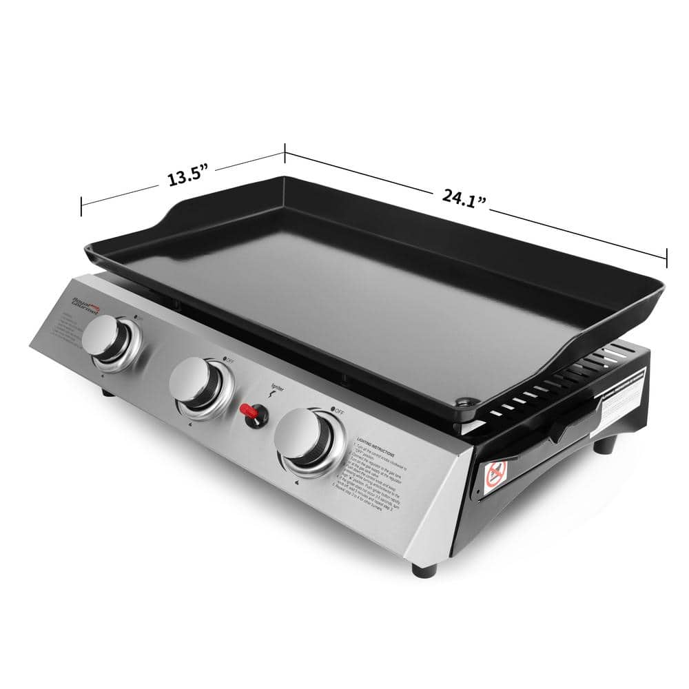 Royal Gourmet Portable 3-Burner Built-in Propane Gas Grill in Stainless Steel PD1300