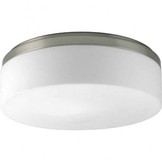 Progress Lighting Maier 1 light Led Flush Mount Brushed Nickel Etched White Opal Acrylic Diffuser