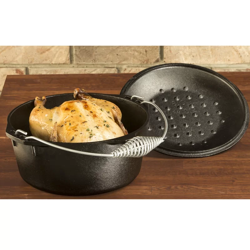 Lodge L8DOL3 Cast Iron Dutch Oven with Dual Handles， Pre-Seasoned， 5-Quart