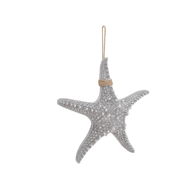 X 14 quot Polystone Starfish Wall Decor With Hanging Rope Gray Olivia amp May