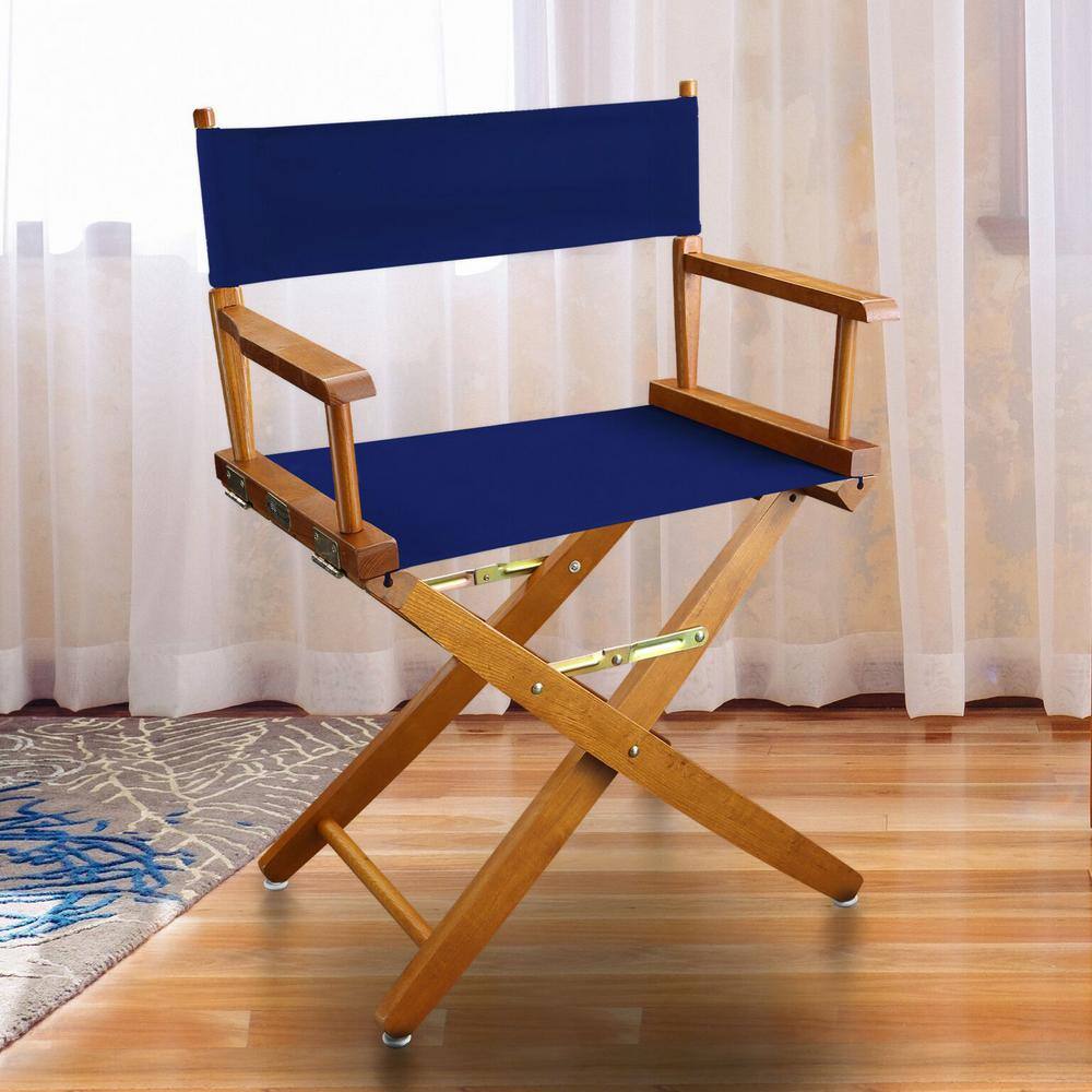 American Trails 18 in. Seat Height Extra-Wide Mission Oak FrameRoyal Blue Canvas New Solid Wood Folding Chair Set of 1 N206-04032-13