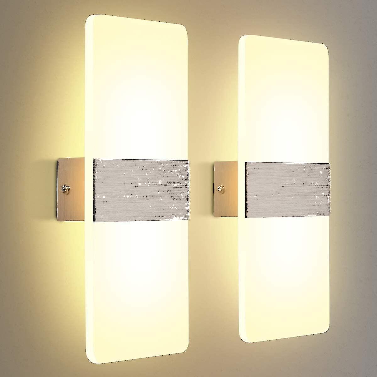 2 Pack Wall Lamp Led Interior 12w Warm White 3000k Ac 230v Acrylic Wall Lamp Design Modern Decoratio