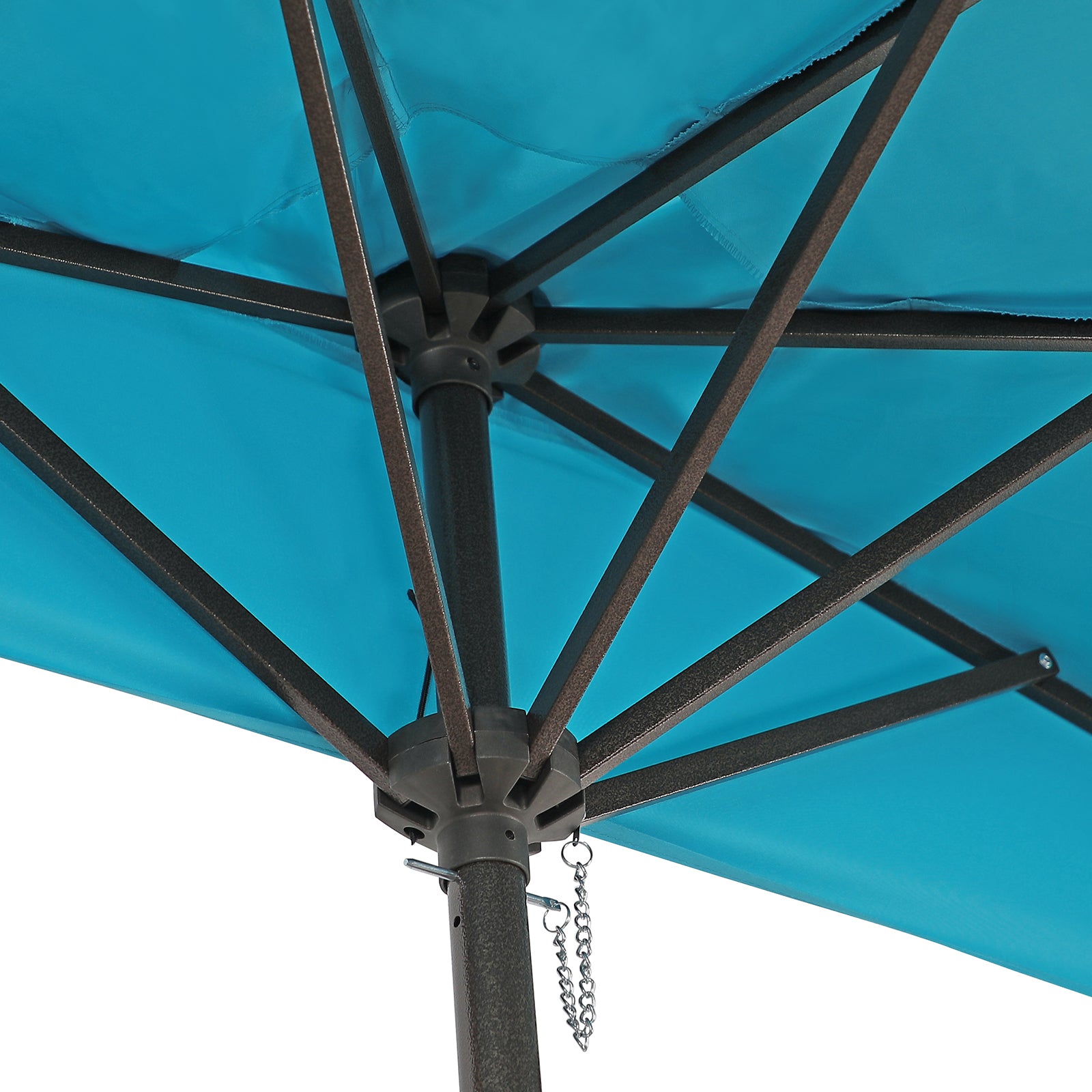 COBANA 9' Half Round Patio Outdoor Umbrella with Heavy-Duty Resin Patio Umbrella Base, Turquoise