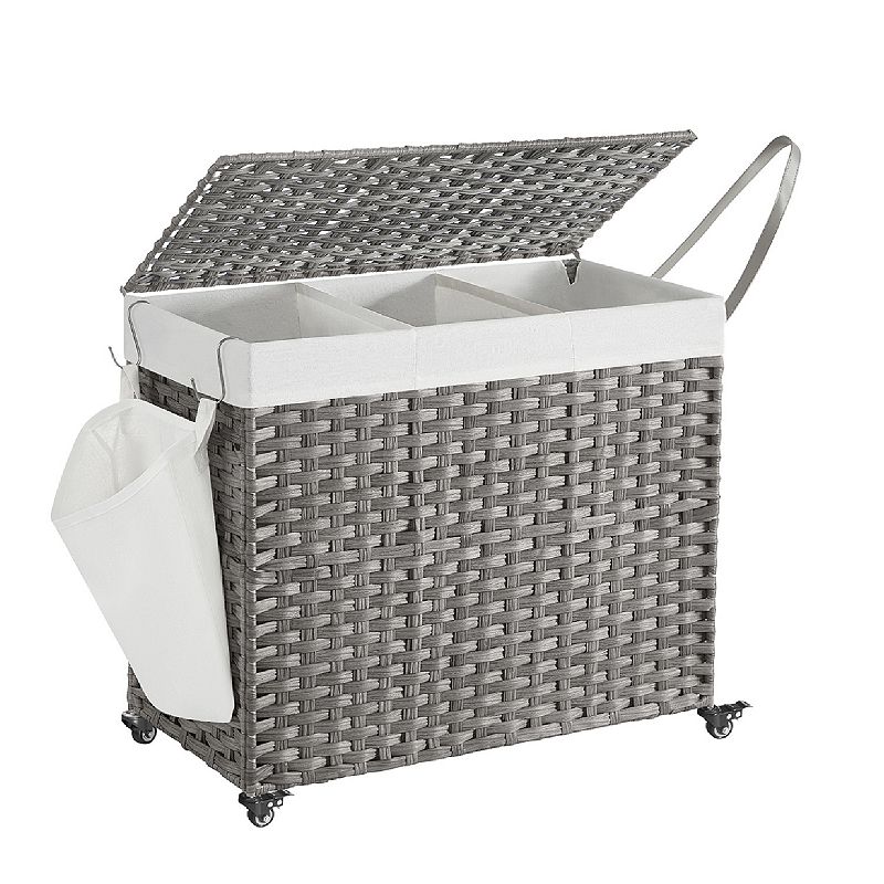 160L Rollling Laundry Hamper with Lid and Wheels