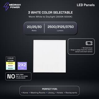 MEDINAH POWER 2x2 LED Back-Lit Panel Adjustable Watt and CCT with 12V Aux and Usmart Cover (4-Pack) DPS-22-U-P-S-ET-4