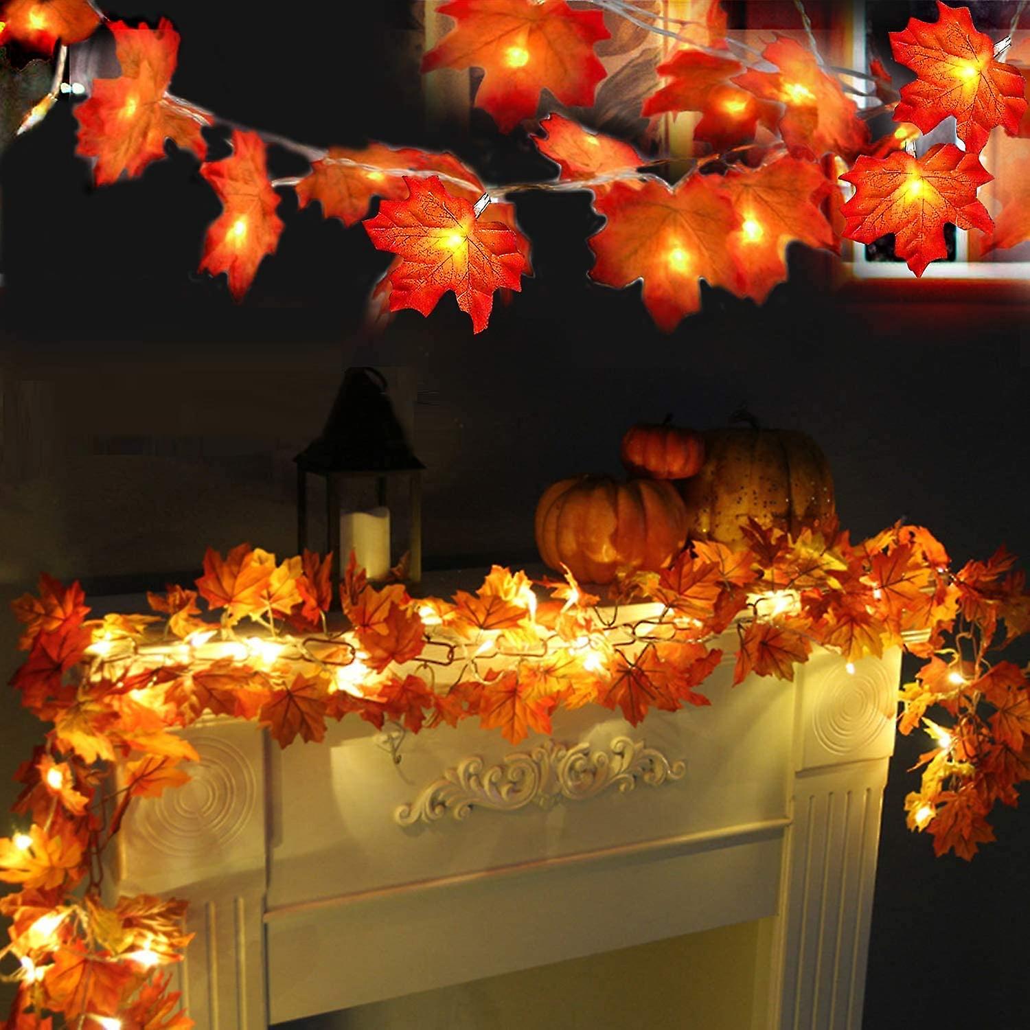 Night Light Maple Leaf Fairy Lights，6m 40 Led Autumn Leaf String Lights For Thanksgiving， Halloween， Christmas， Home Decor