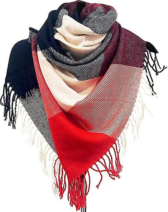 Women Tartan Scarf - Winter Long Scarves Plaid Warm Wraps Wool British Style For Ladies Spinning Tassel Shawl Long Stole1pcs-multicolor