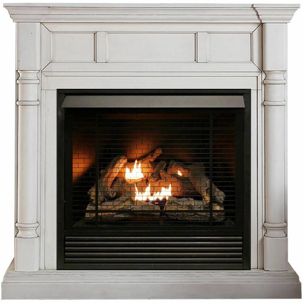 Duluth Forge FDI32R-M-AW Full Size Dual Fuel Ventless Fireplace - 32000 BTU Remote Control Antique White Finish 179200