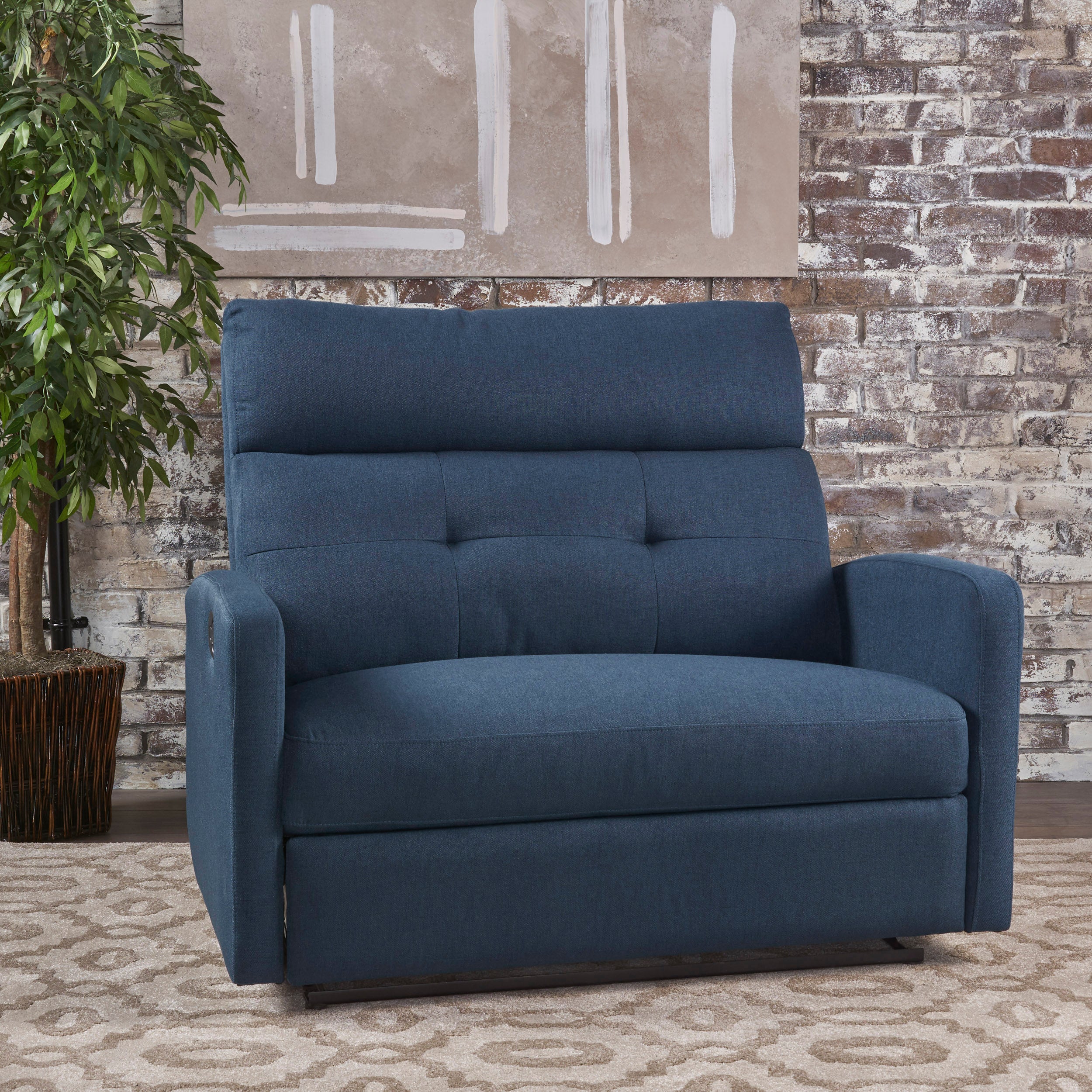 Hana Plush Cushion Tufted Back Microfiber Loveseat Recliner