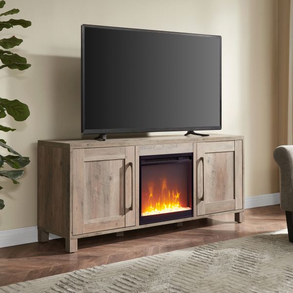 Chabot Rectangular TV Stand with Crystal Fireplace for TV's up to 65