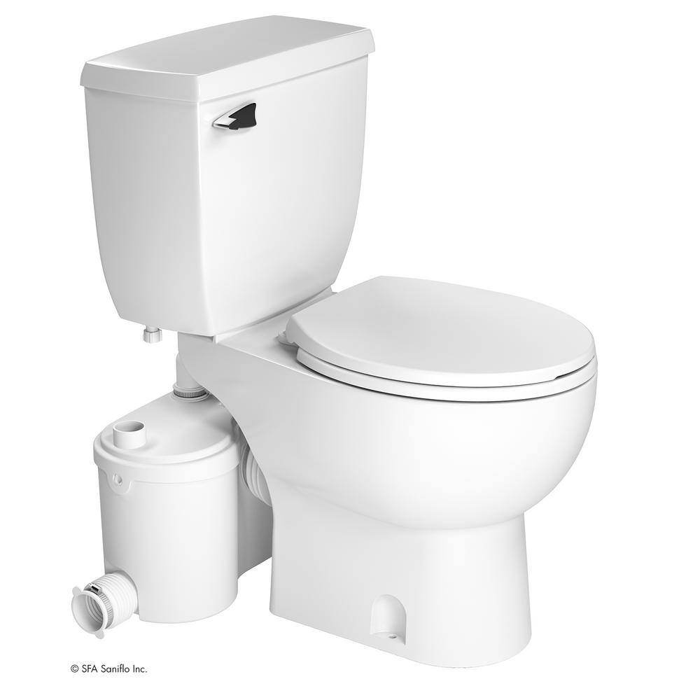 Saniflo SaniBest Pro 2-Piece 1.28gal Single Flush Elongated Toilet with 1hp Grinder Pump in White 013.087.005