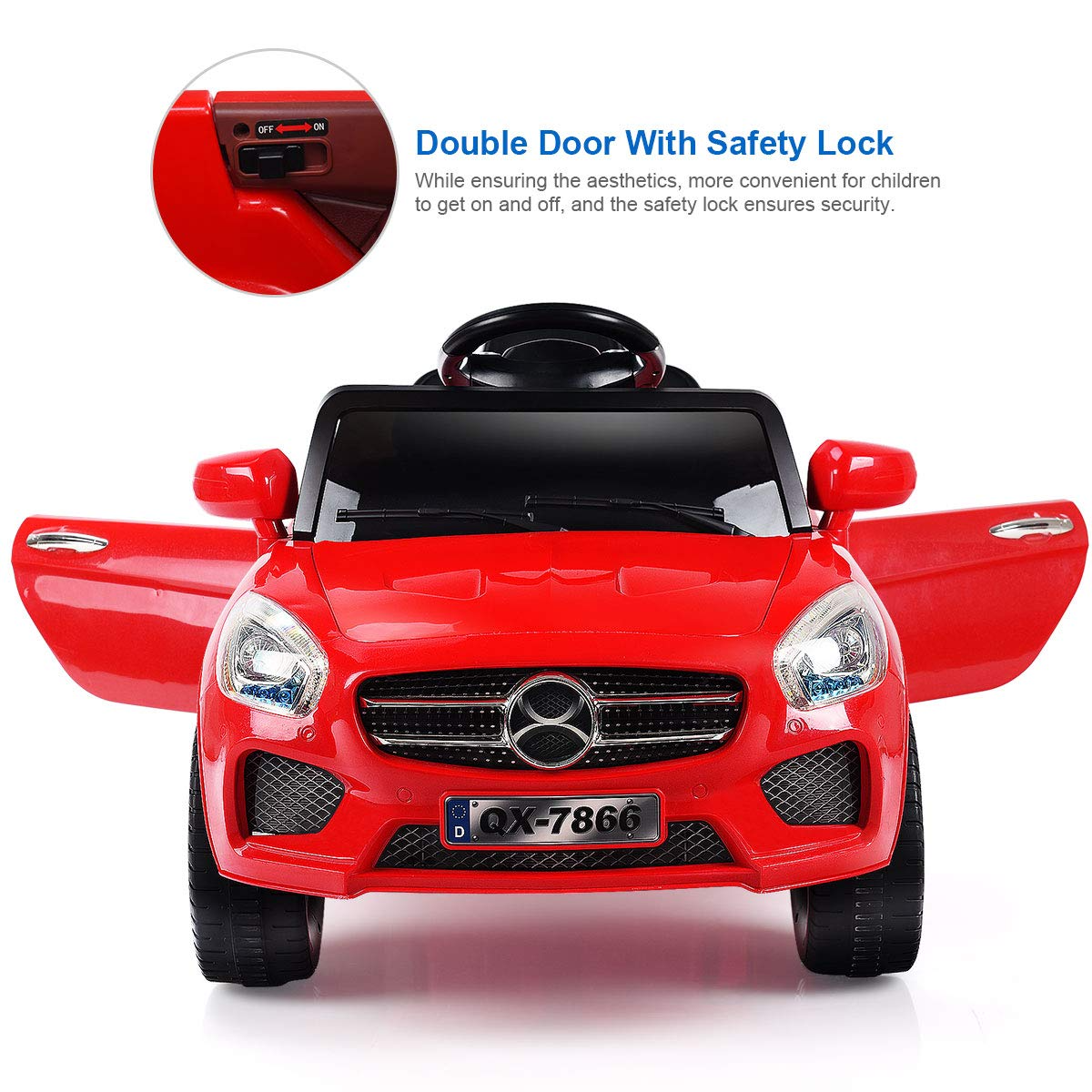 Costzon Kids Ride On Car, 6V RC Parental Remote Control & Foot Pedal Manual Modes, Red