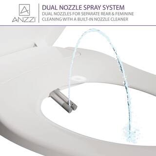 ANZZI Hal Non-Electric Soft Close Bidet Seat for Elongated Toilets with Dual Nozzle and Built-In Side Lever in White TL-MBSEL200WH