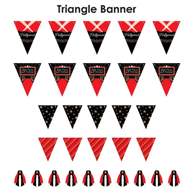 Big Dot Of Happiness Red Carpet Hollywood Diy Movie Night Party Pennant Garland Decoration Triangle Banner 30 Pieces