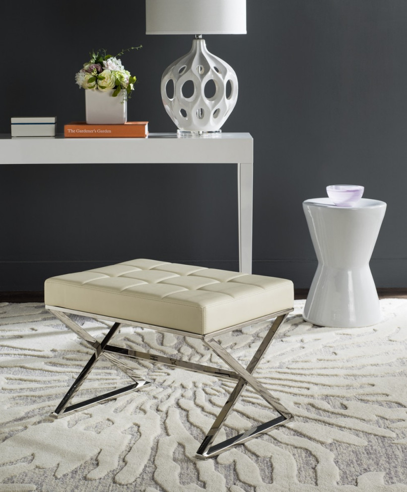 Channa Ottoman Creme   Contemporary   Footstools And Ottomans   by Peachtree Fine Furniture  Houzz