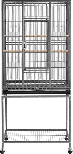 Yaheetech 53.7-in Parrot Bird Cage and Stand， Hammered Black， Large