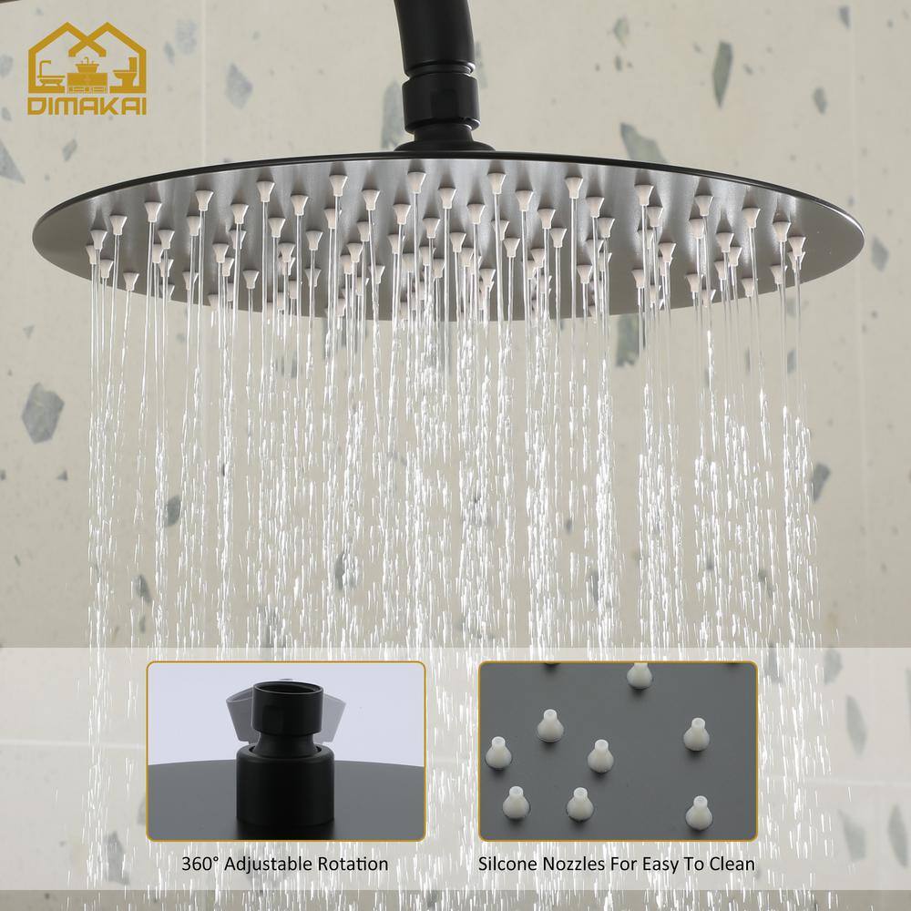 Hlihome 1-spray pattern 1.8 GPM 10 in. Wall Mount dual shower head and handheld shower head in matte black DK-1002MB