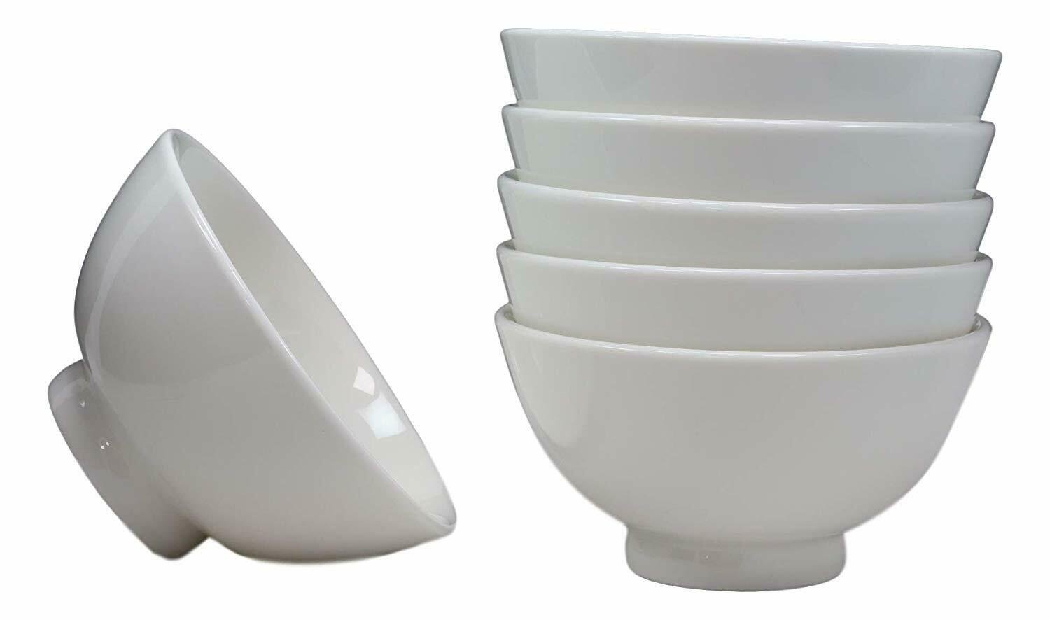 1 Sleek White Double Walled Porcelain Rice Miso Dessert Soup Bowls 10oz 5D Set 6 EBR02