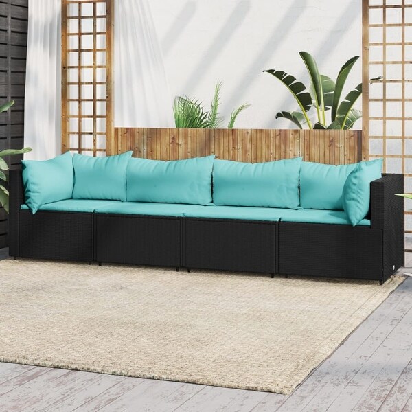 vidaXL Patio Lounge Set with Cushions Brown/Black/Gray Poly Rattan