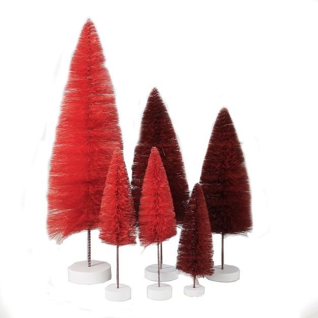 Cody Foster Christmas Red Rainbow Trees 6 Sisal Trees 15 Inches Putz Village Ms427r Sisal Red