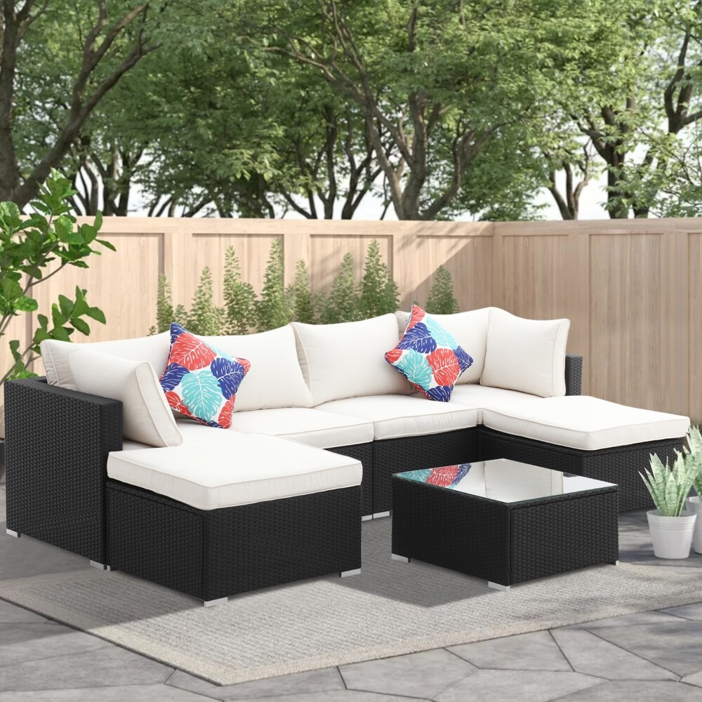 GDY Outdoor Rattan Wicker Sectional Sofa Set