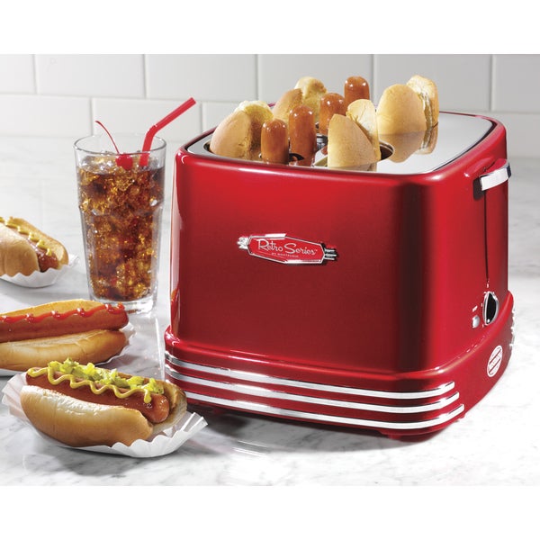 Nostalgia RHDT800RETRORED Retro Series 4-Slot Pop-Up Hot Dog Toaster