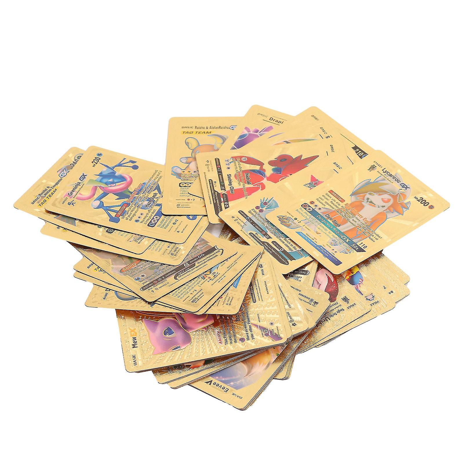 110pcs Gold Foil Cards Anime Cartoon Waterproof PVC English Gold Rare Cards for Board Game