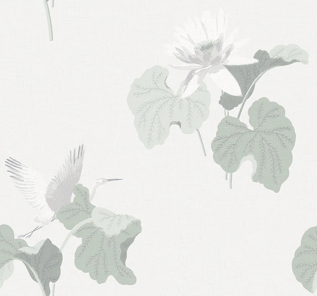 Sample Lotus Wallpaper in Frost from the Sanctuary Collection