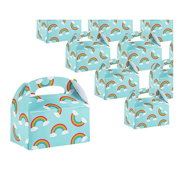 24 Pcs Paper Treat Boxes， Rainbow Design， Birthdays Events， 6